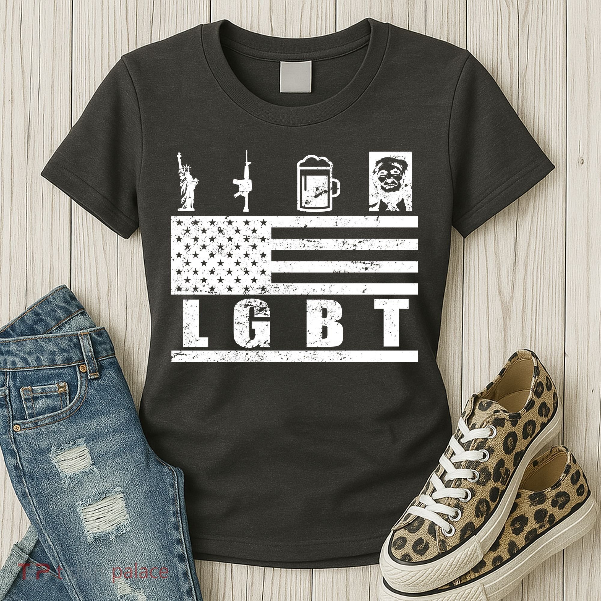 LGBT Distressed Liberty Guns Beer trump Women's T-Shirt