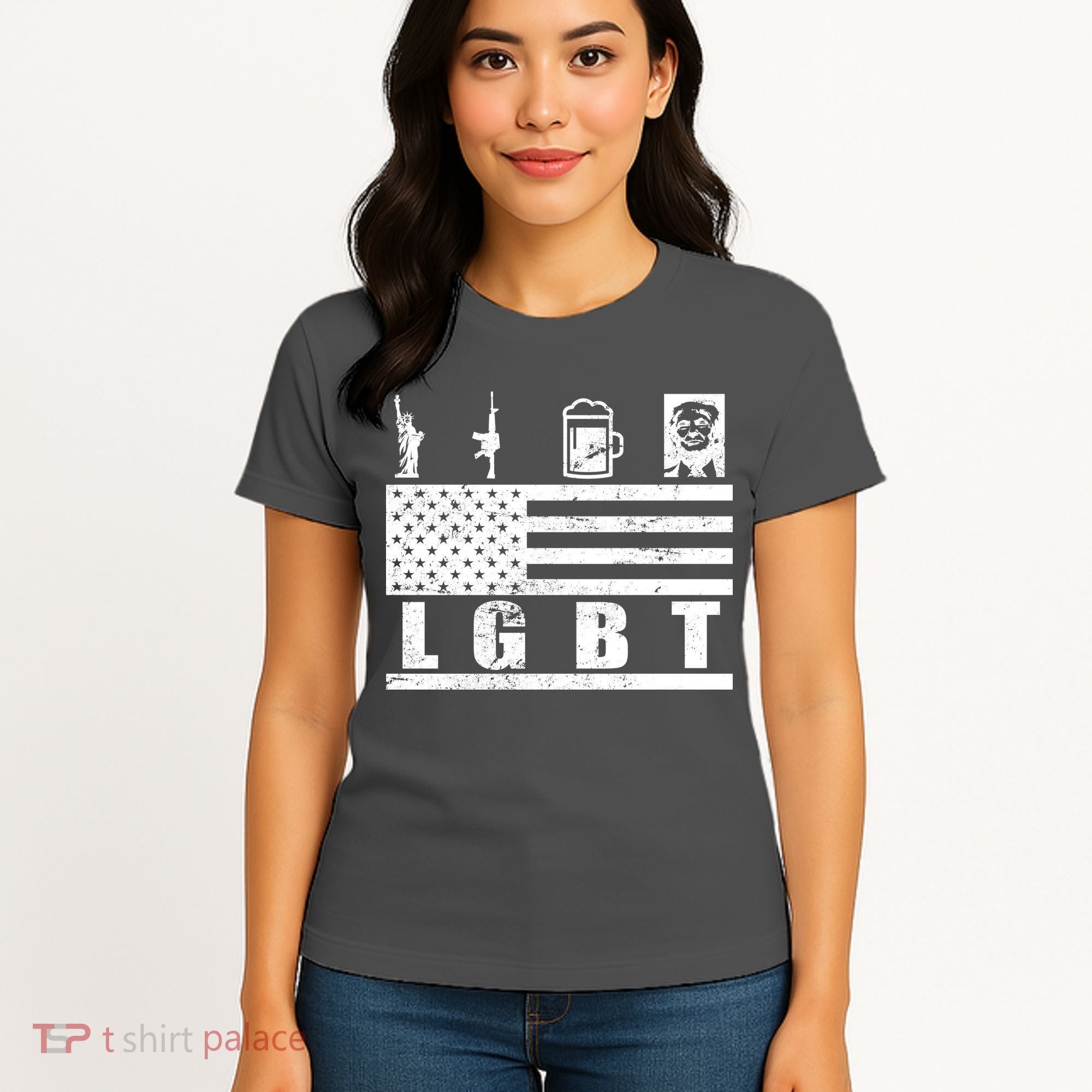 LGBT Distressed Liberty Guns Beer trump Women's T-Shirt