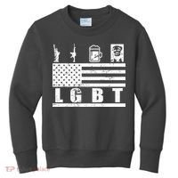 LGBT Distressed Liberty Guns Beer trump Kids Sweatshirt thumb 0