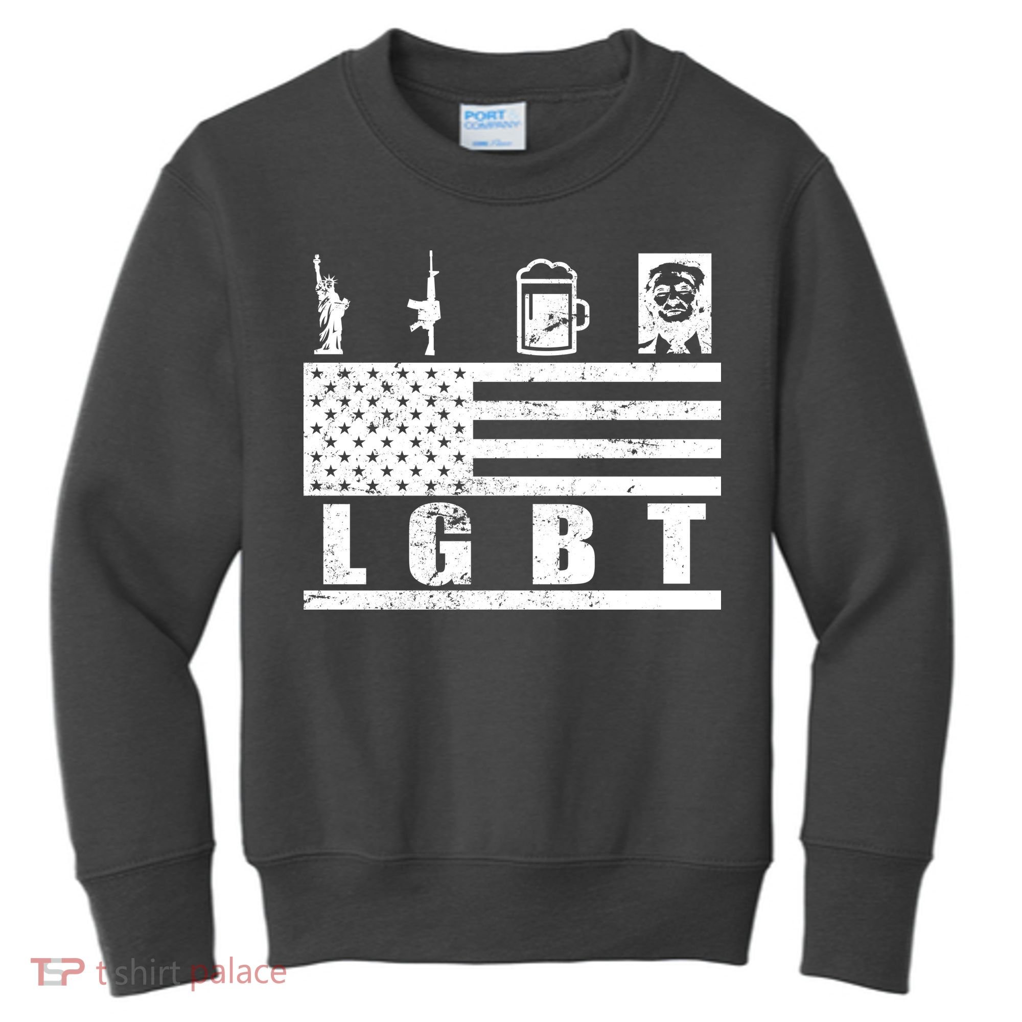 LGBT Distressed Liberty Guns Beer trump Kids Sweatshirt