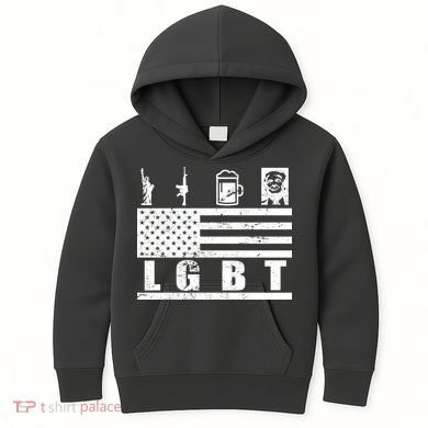 LGBT Distressed Liberty Guns Beer trump Kids Hoodie