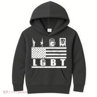 LGBT Distressed Liberty Guns Beer trump Kids Hoodie thumb 0