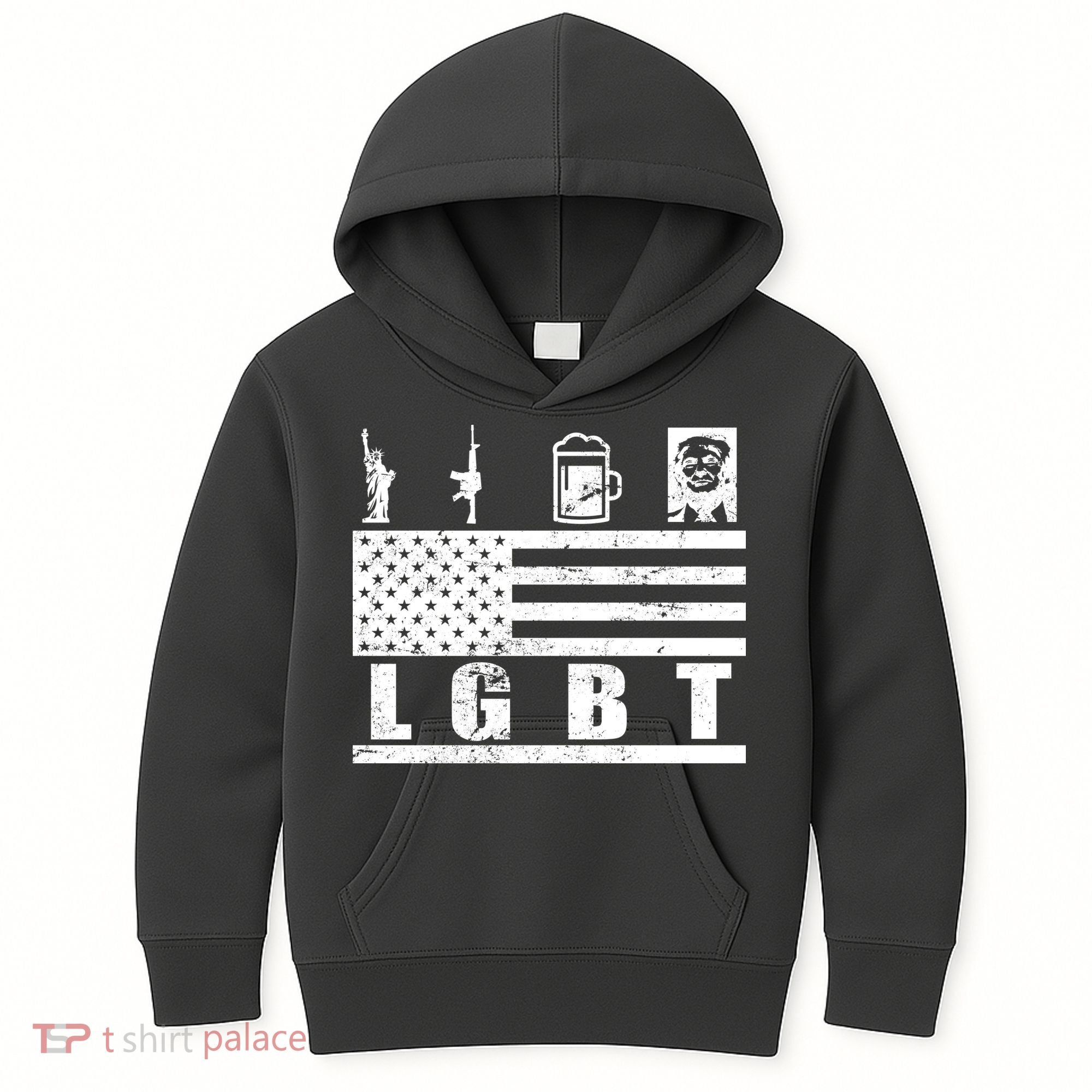 LGBT Distressed Liberty Guns Beer trump Kids Hoodie
