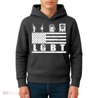 LGBT Distressed Liberty Guns Beer trump Kids Hoodie thumb 4