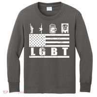 LGBT Distressed Liberty Guns Beer trump Kids Long Sleeve Shirt thumb 0