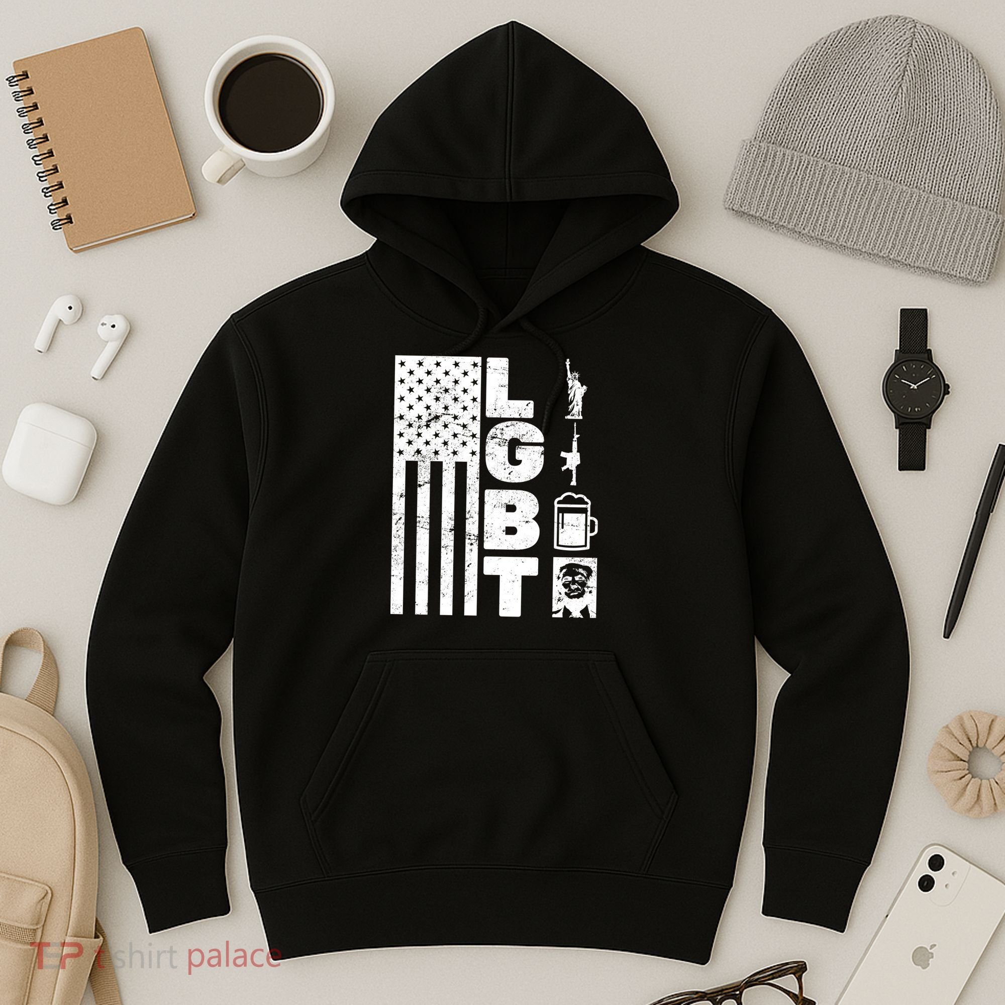 LGBT Flag Liberty Guns Beer Donald Trump  Hoodie