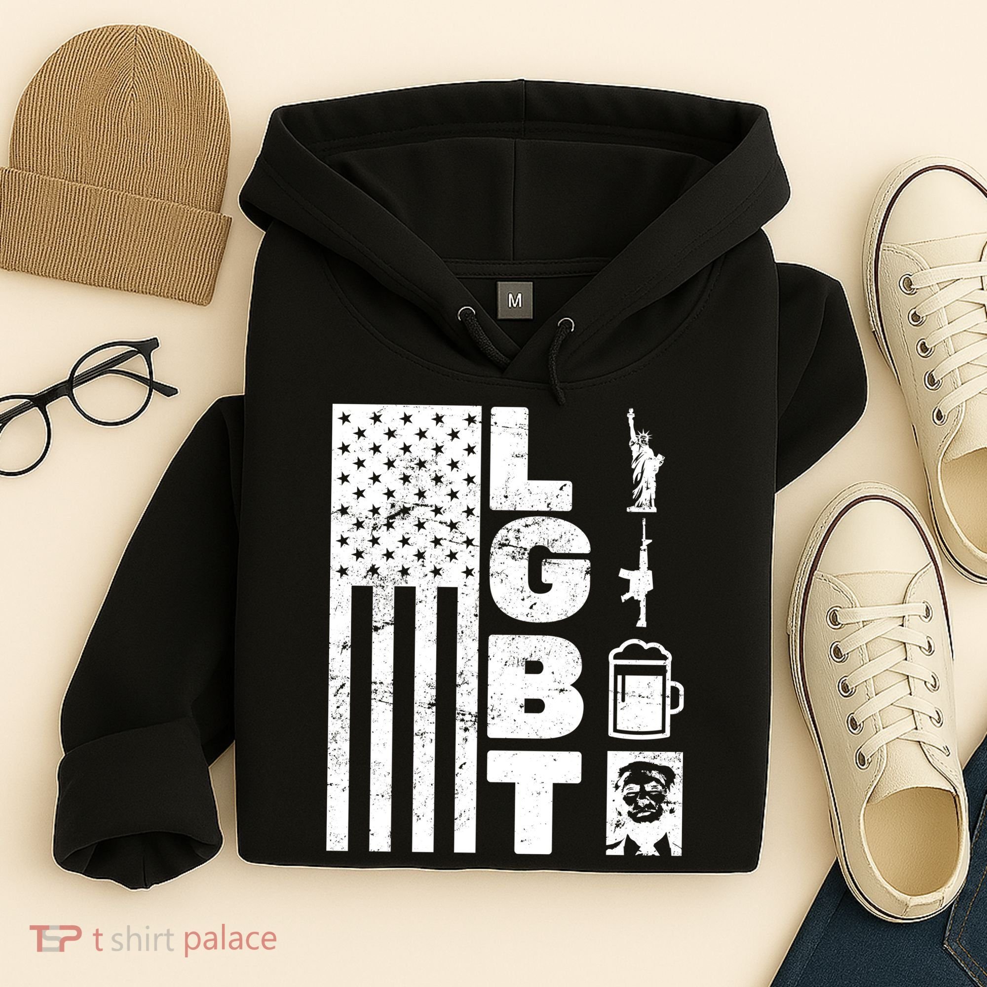 LGBT Flag Liberty Guns Beer Donald Trump  Hoodie