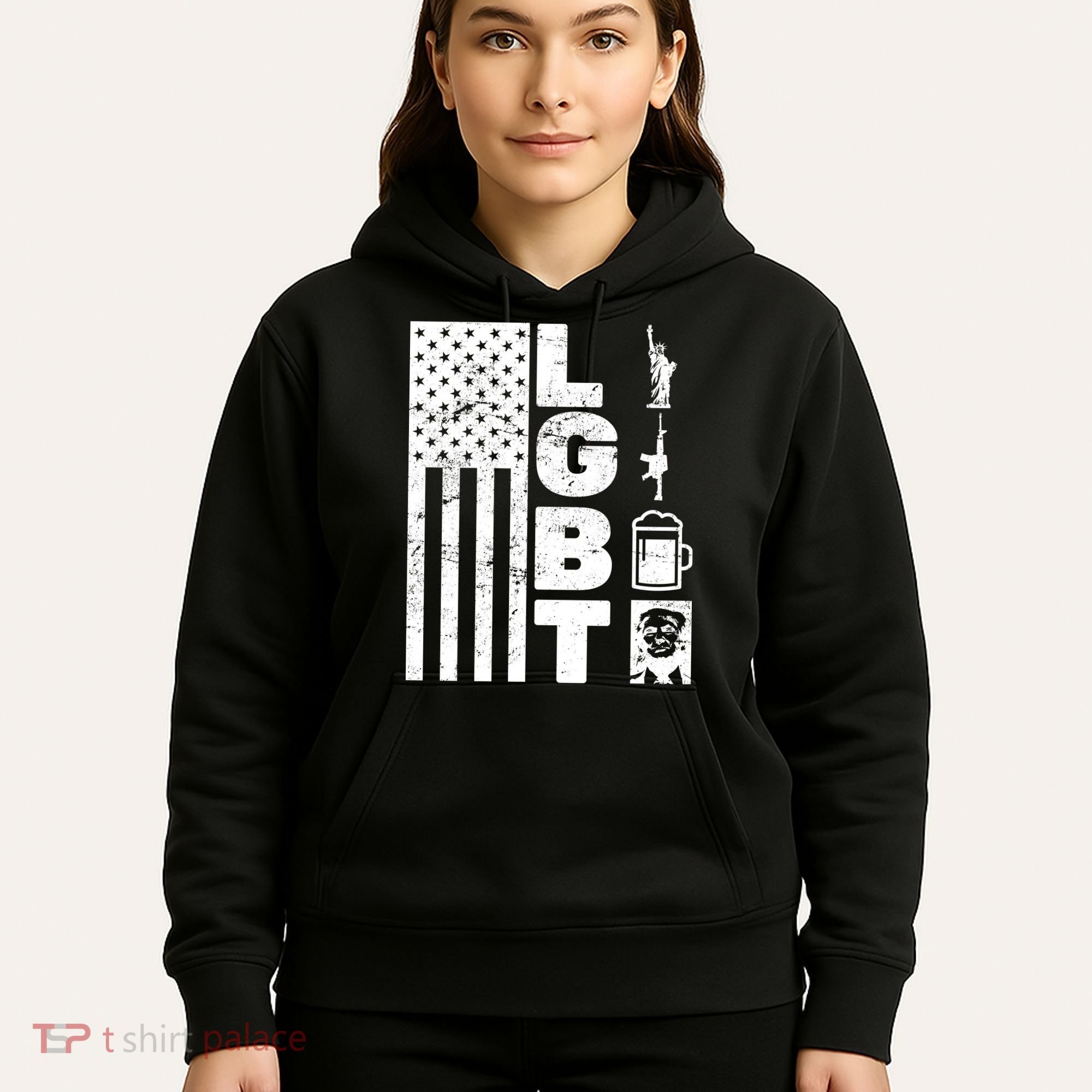 LGBT Flag Liberty Guns Beer Donald Trump  Hoodie