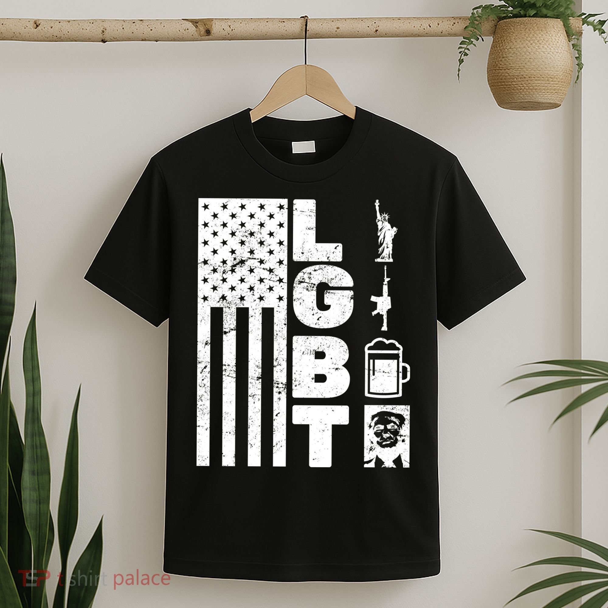 LGBT Flag Liberty Guns Beer Donald Trump  T-Shirt