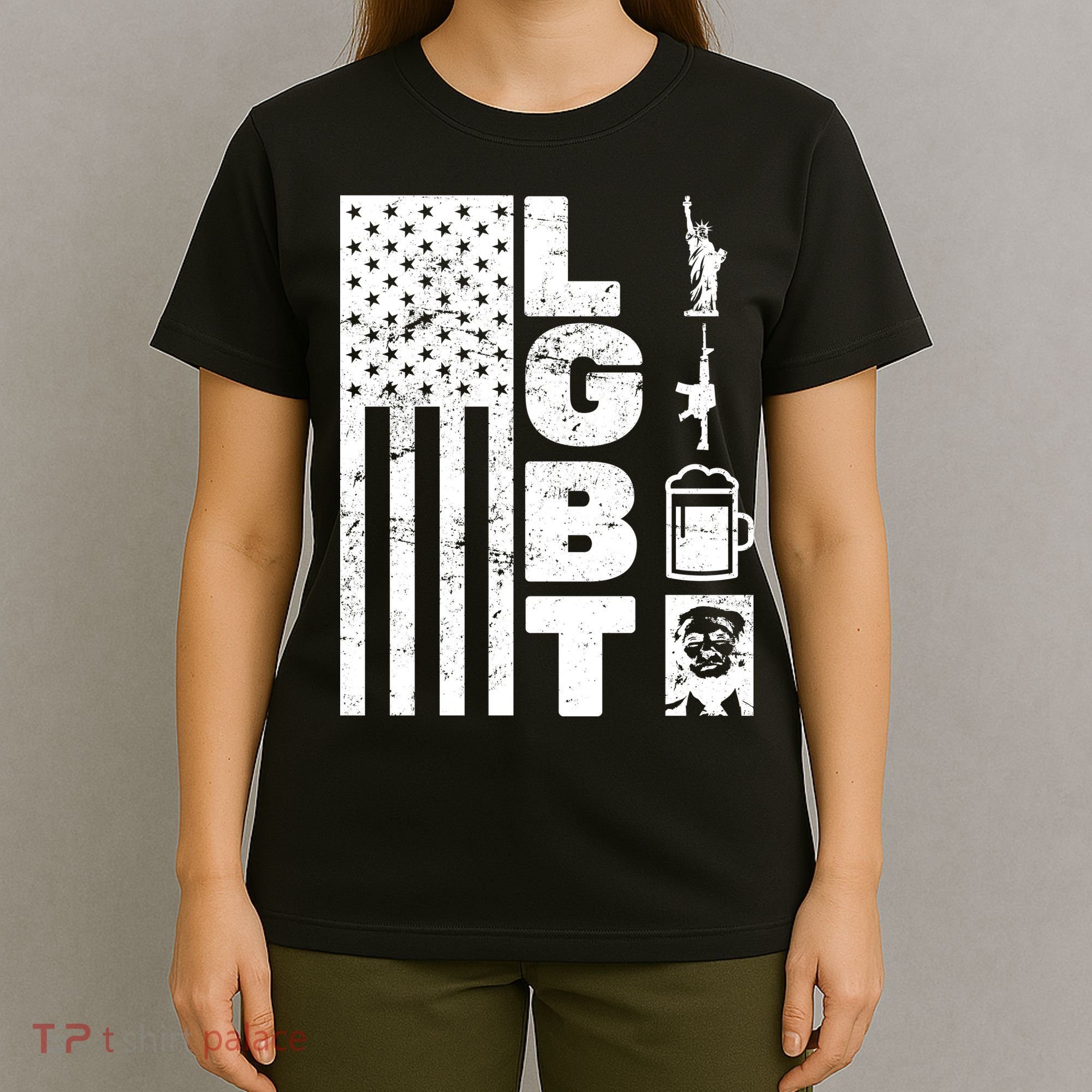LGBT Flag Liberty Guns Beer Donald Trump  T-Shirt