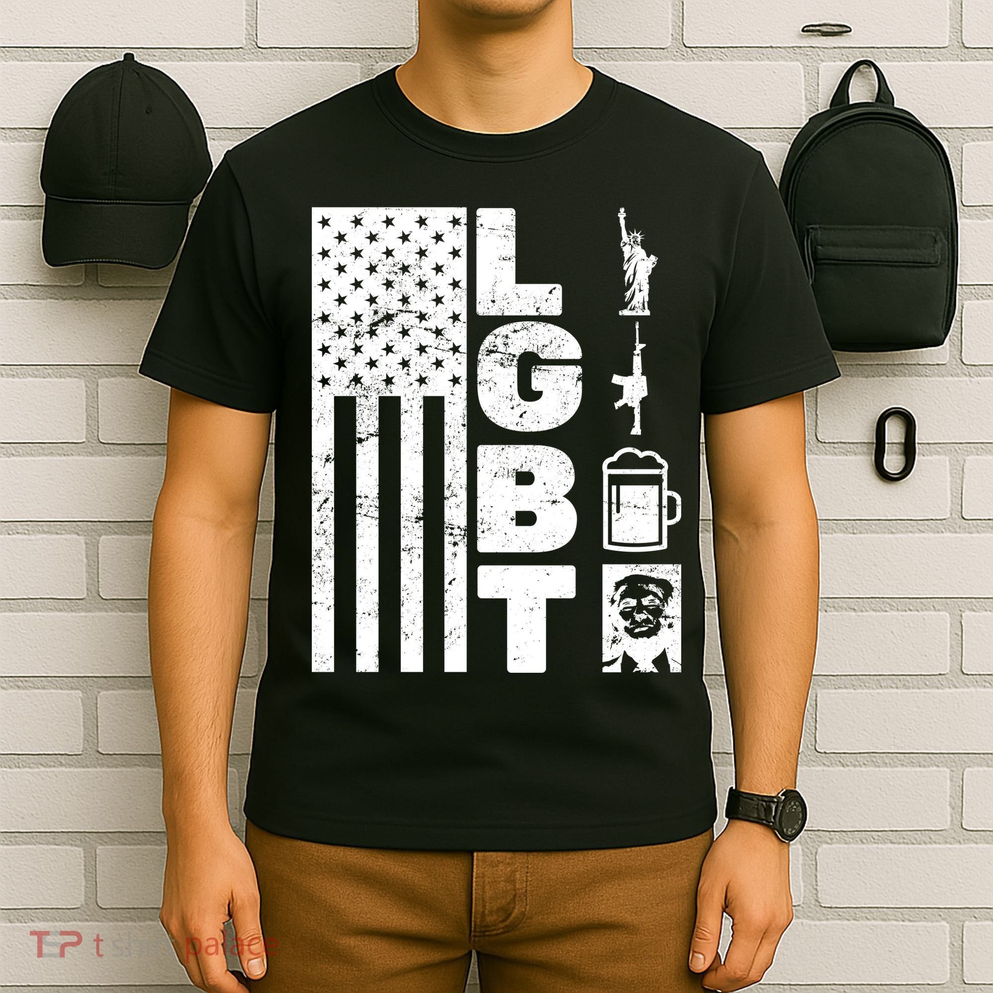 LGBT Flag Liberty Guns Beer Donald Trump  T-Shirt