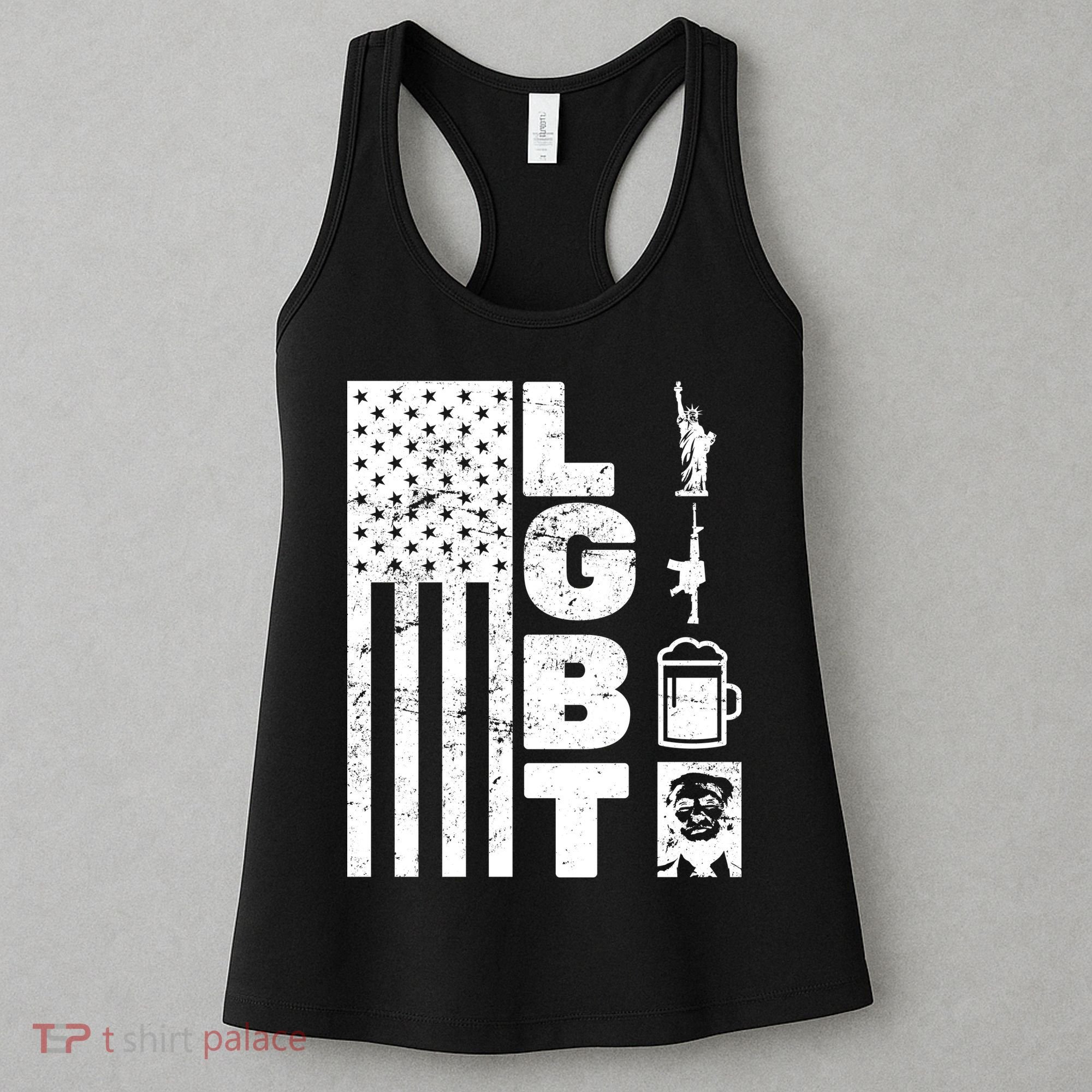 LGBT Flag Liberty Guns Beer Donald Trump  Women's Tank Top