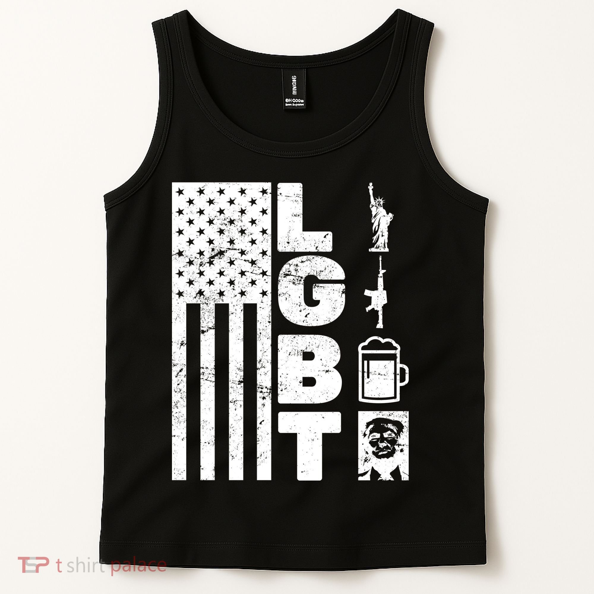 LGBT Flag Liberty Guns Beer Donald Trump  Tank Top