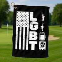 LGBT Flag Liberty Guns Beer Donald Trump  Golf Towel thumb 1