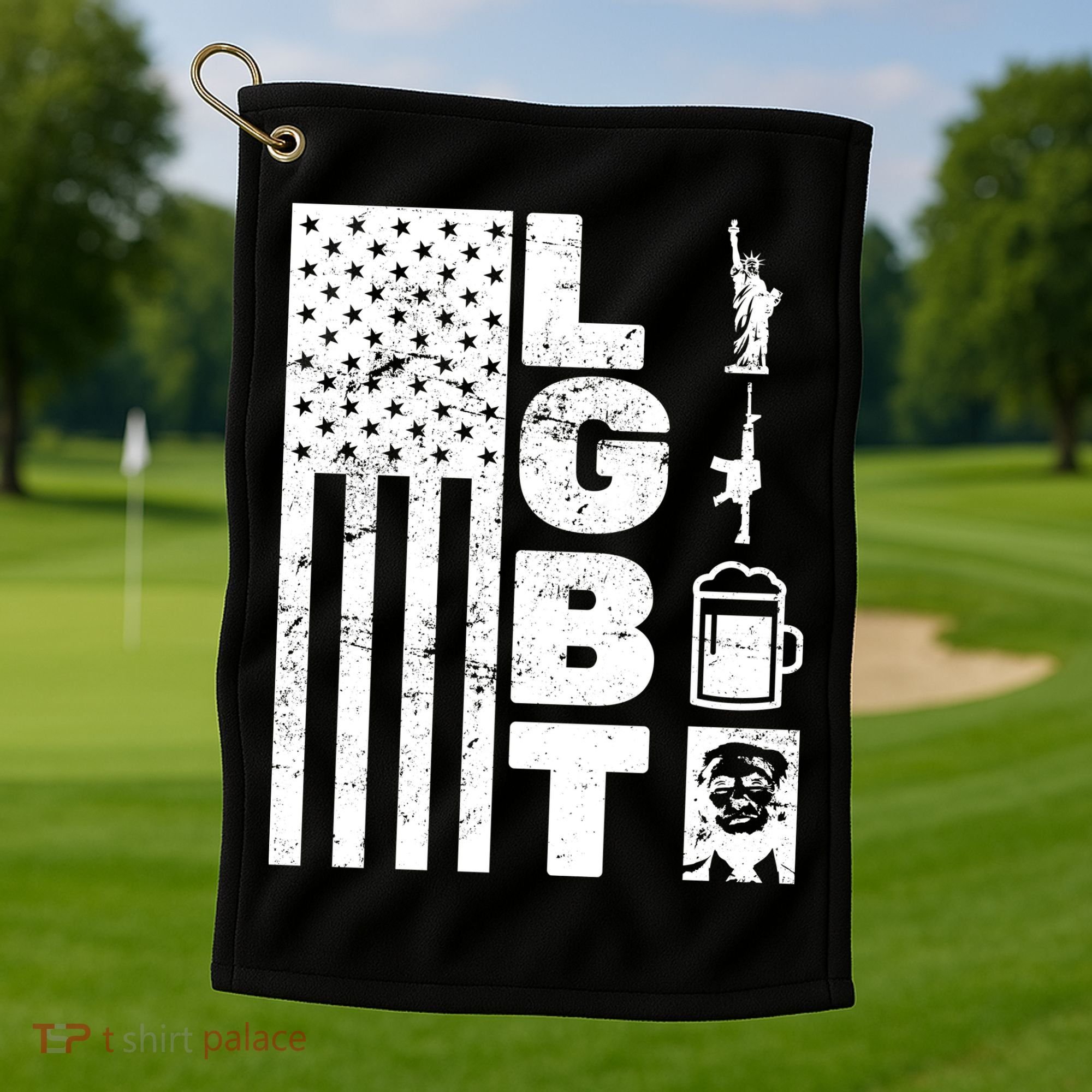 LGBT Flag Liberty Guns Beer Donald Trump  Golf Towel