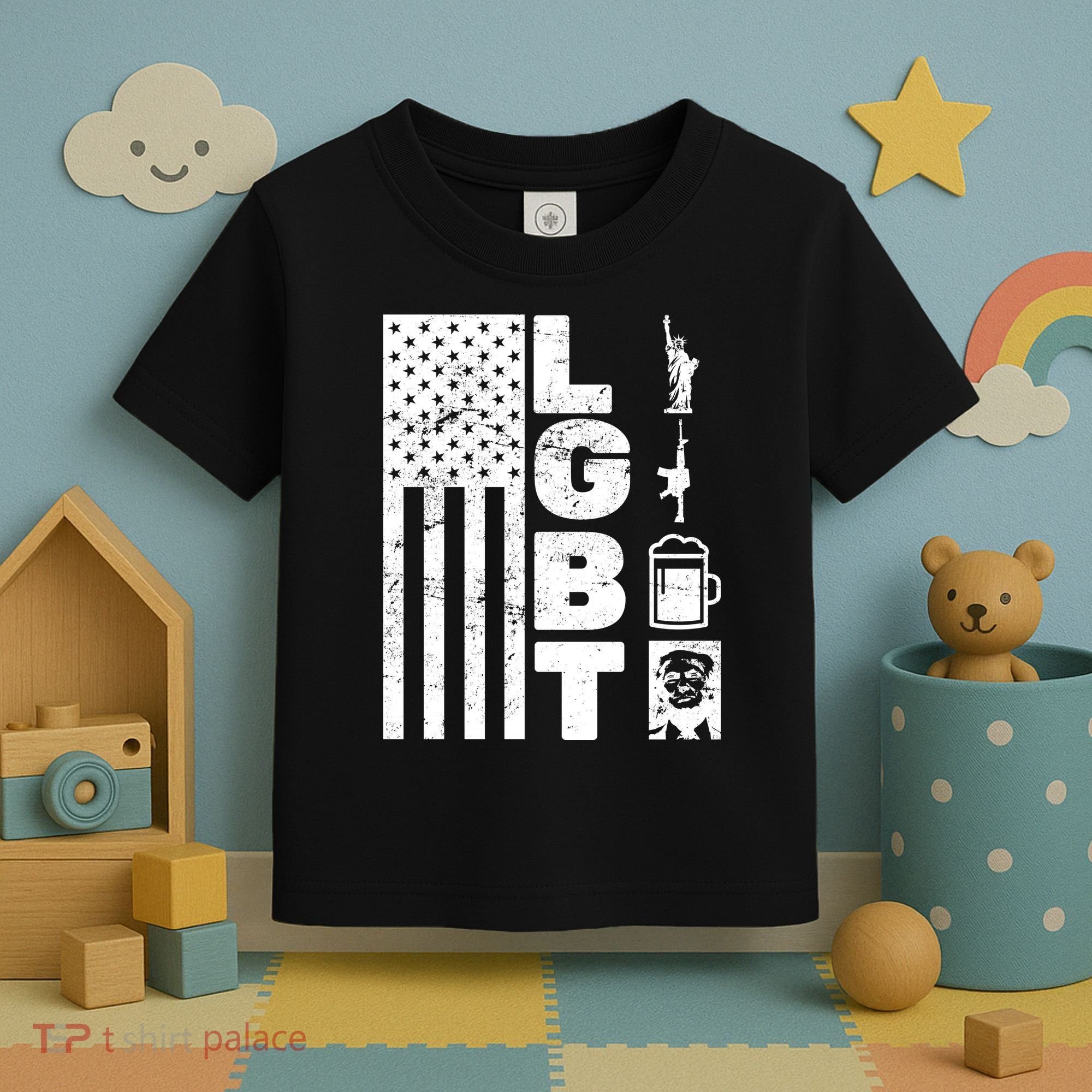 LGBT Flag Liberty Guns Beer Donald Trump  Toddler T-Shirt