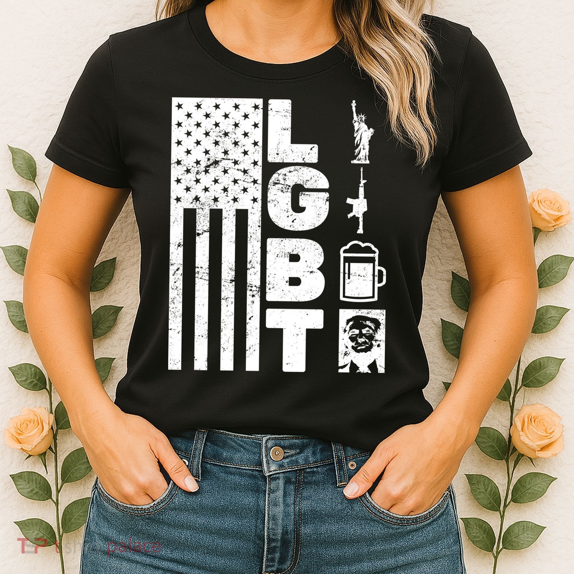 LGBT Flag Liberty Guns Beer Donald Trump  Women's T-Shirt