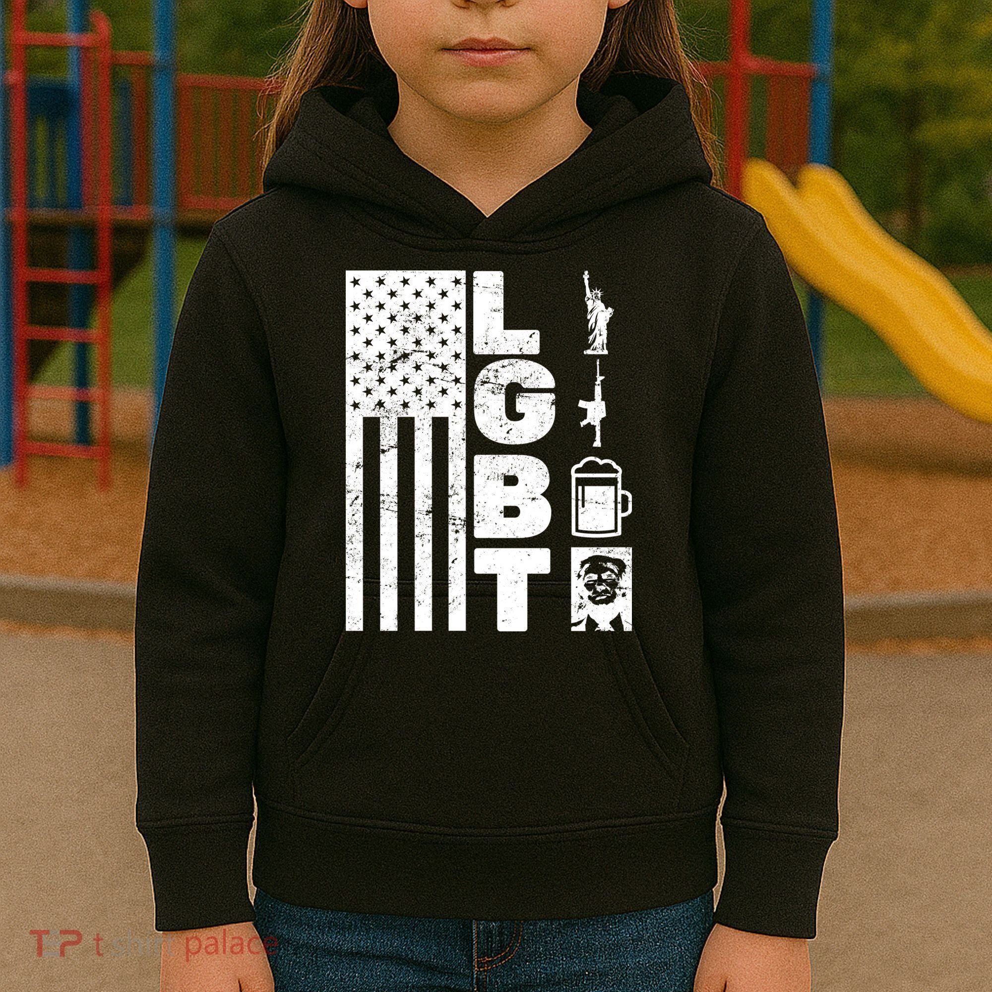 LGBT Flag Liberty Guns Beer Donald Trump  Kids Hoodie