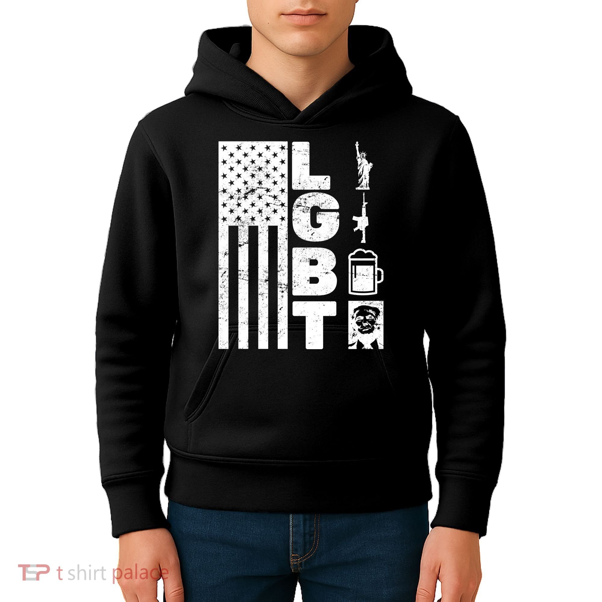 LGBT Flag Liberty Guns Beer Donald Trump  Kids Hoodie