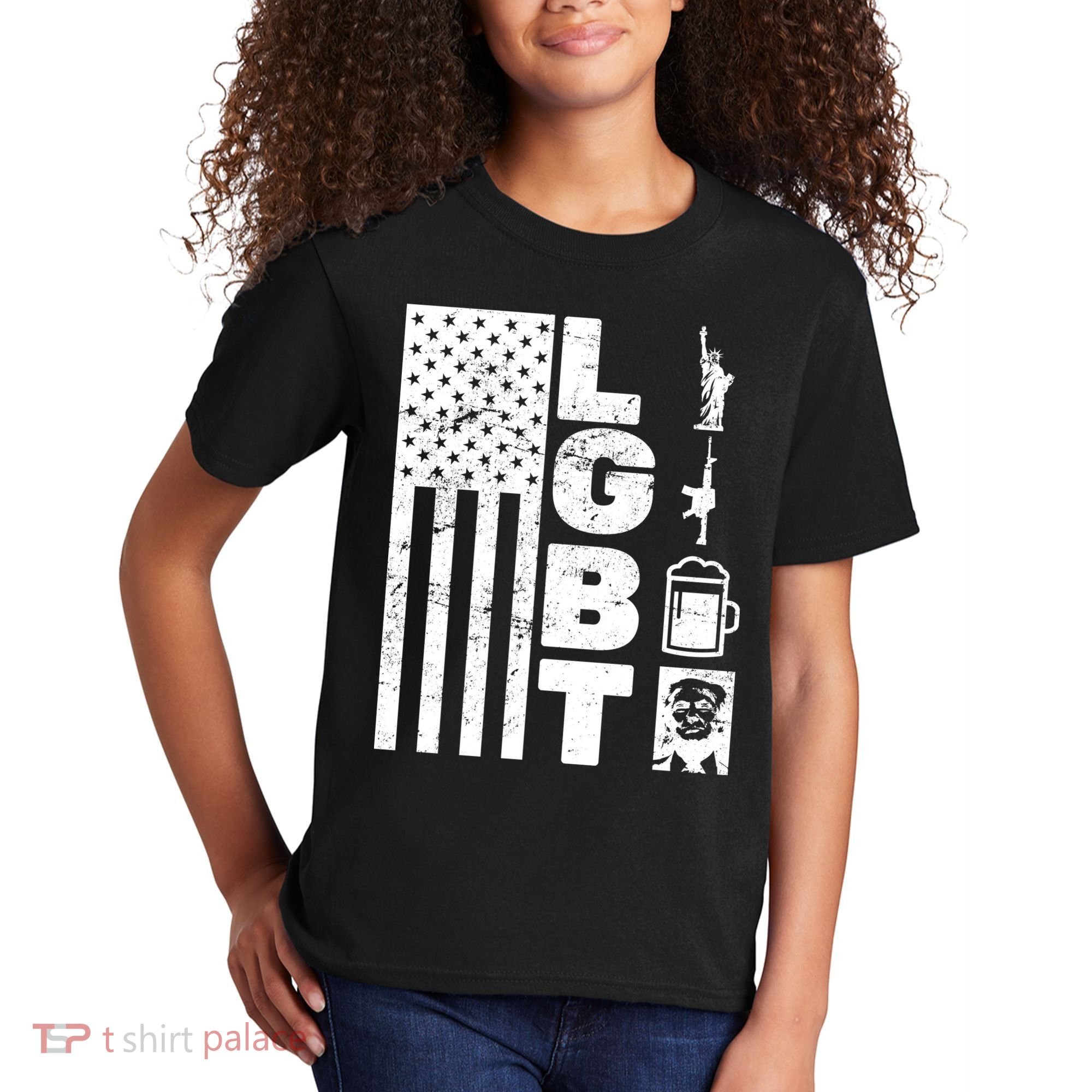 LGBT Flag Liberty Guns Beer Donald Trump  Kids T-Shirt