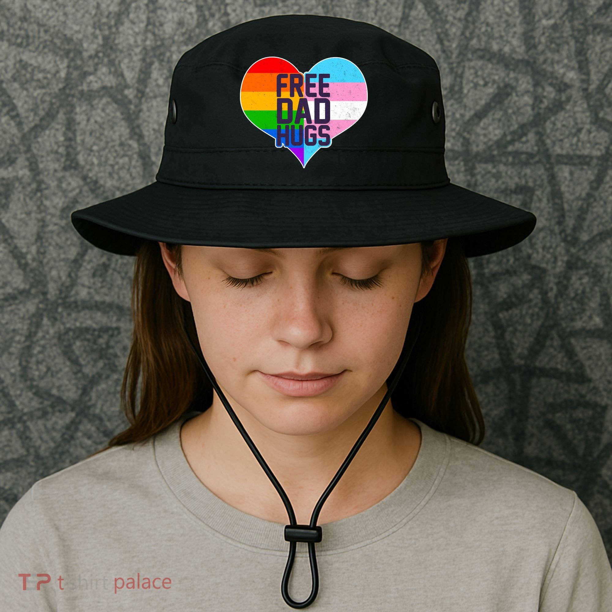 LGBT Free Dad Hugs Heart Bucket Hat