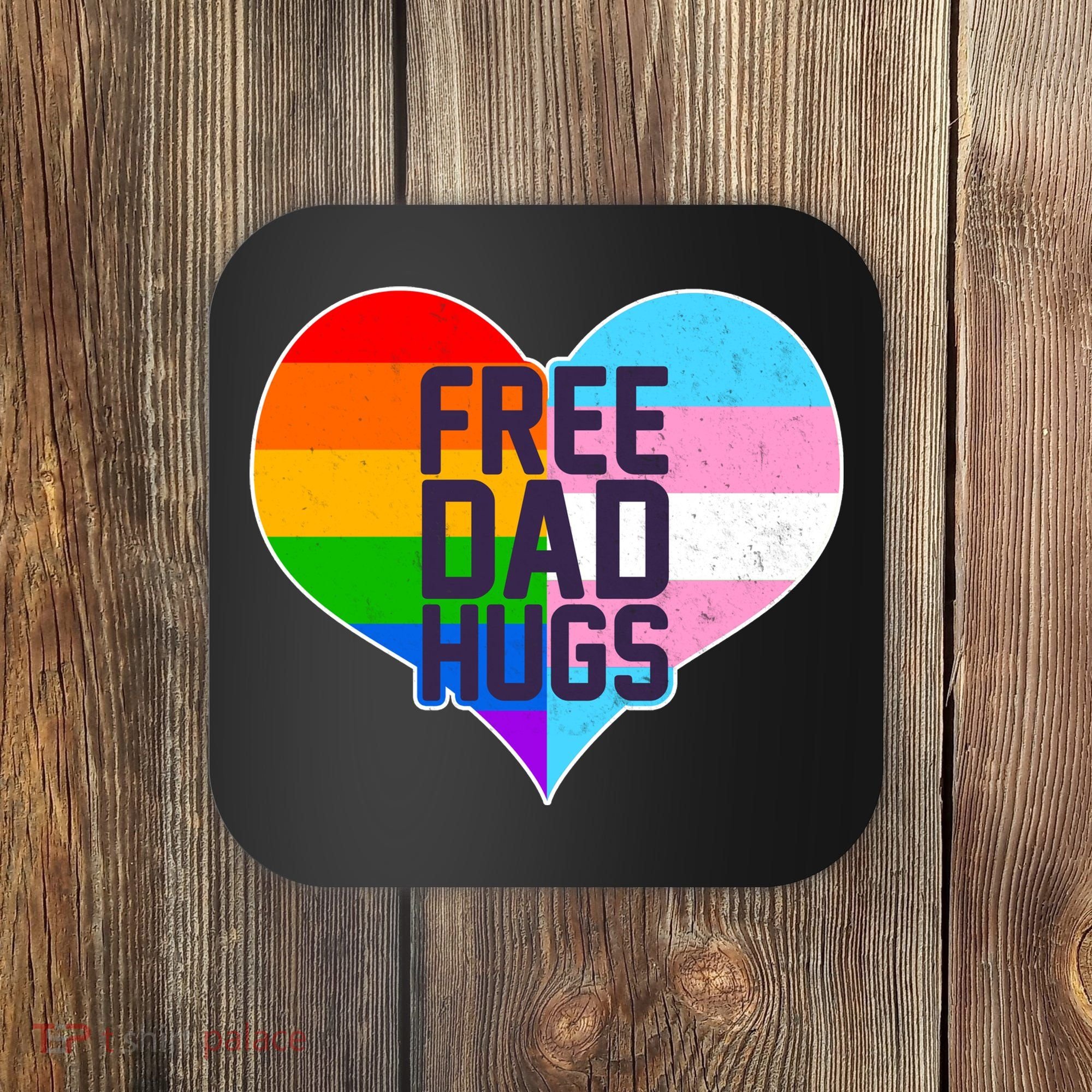 LGBT Free Dad Hugs Heart Coaster