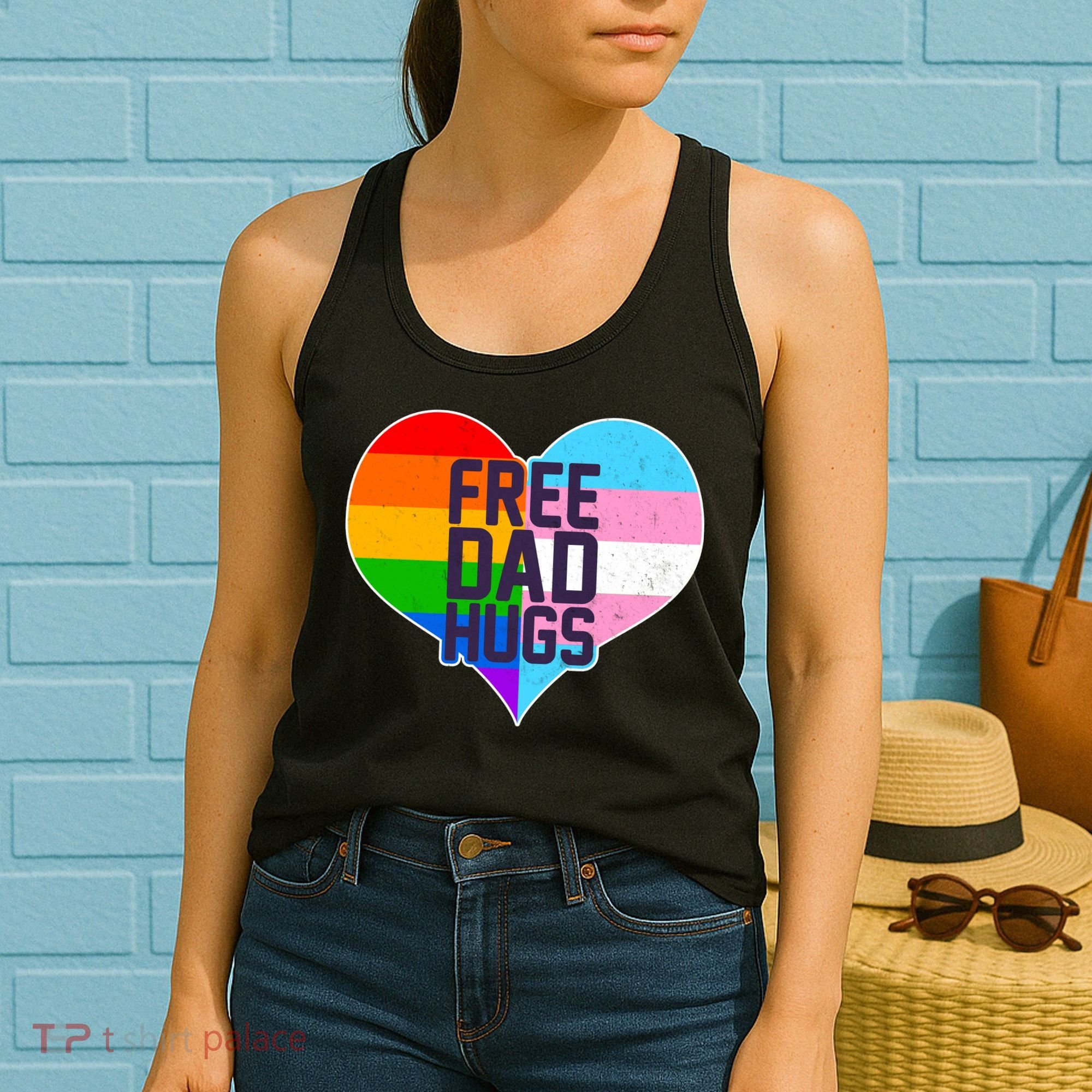 LGBT Free Dad Hugs Heart Women's Tank Top
