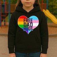 LGBT Free Dad Hugs Heart Kids Hoodie thumb 3