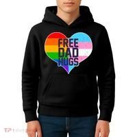 LGBT Free Dad Hugs Heart Kids Hoodie thumb 4