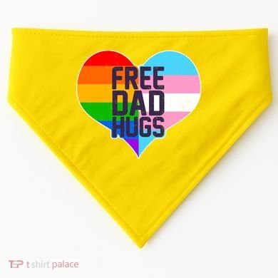 LGBT Free Dad Hugs Heart USA-Made Doggie Bandana