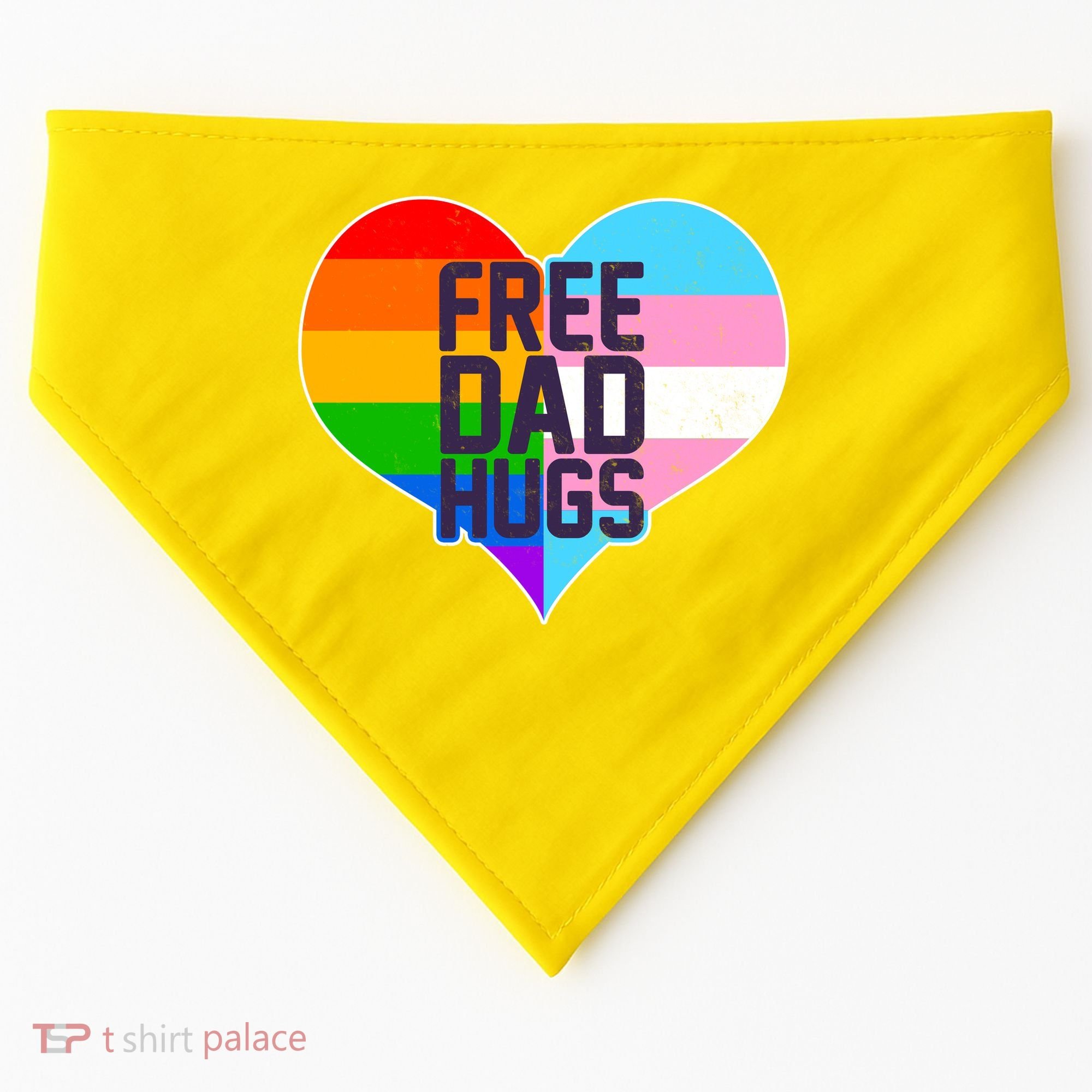 LGBT Free Dad Hugs Heart USA-Made Doggie Bandana