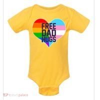 LGBT Free Dad Hugs Heart Baby Bodysuit thumb 0