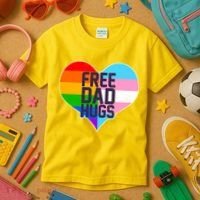 LGBT Free Dad Hugs Heart Kids T-Shirt thumb 3
