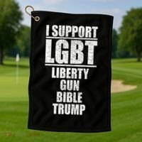 LGBT Liberty Gun Bible Trump Golf Towel thumb 1