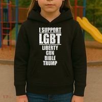 LGBT Liberty Gun Bible Trump Kids Hoodie thumb 3