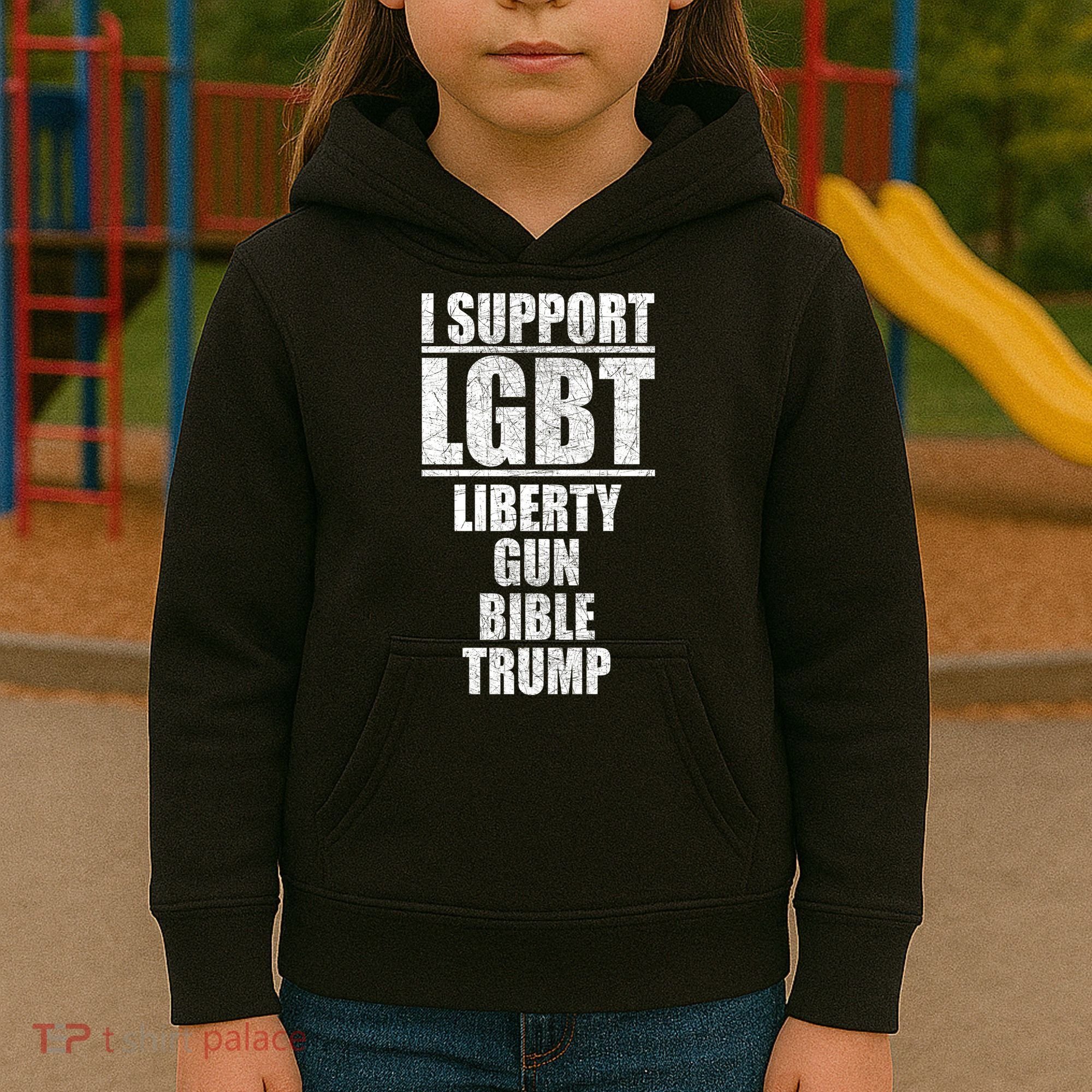 LGBT Liberty Gun Bible Trump Kids Hoodie