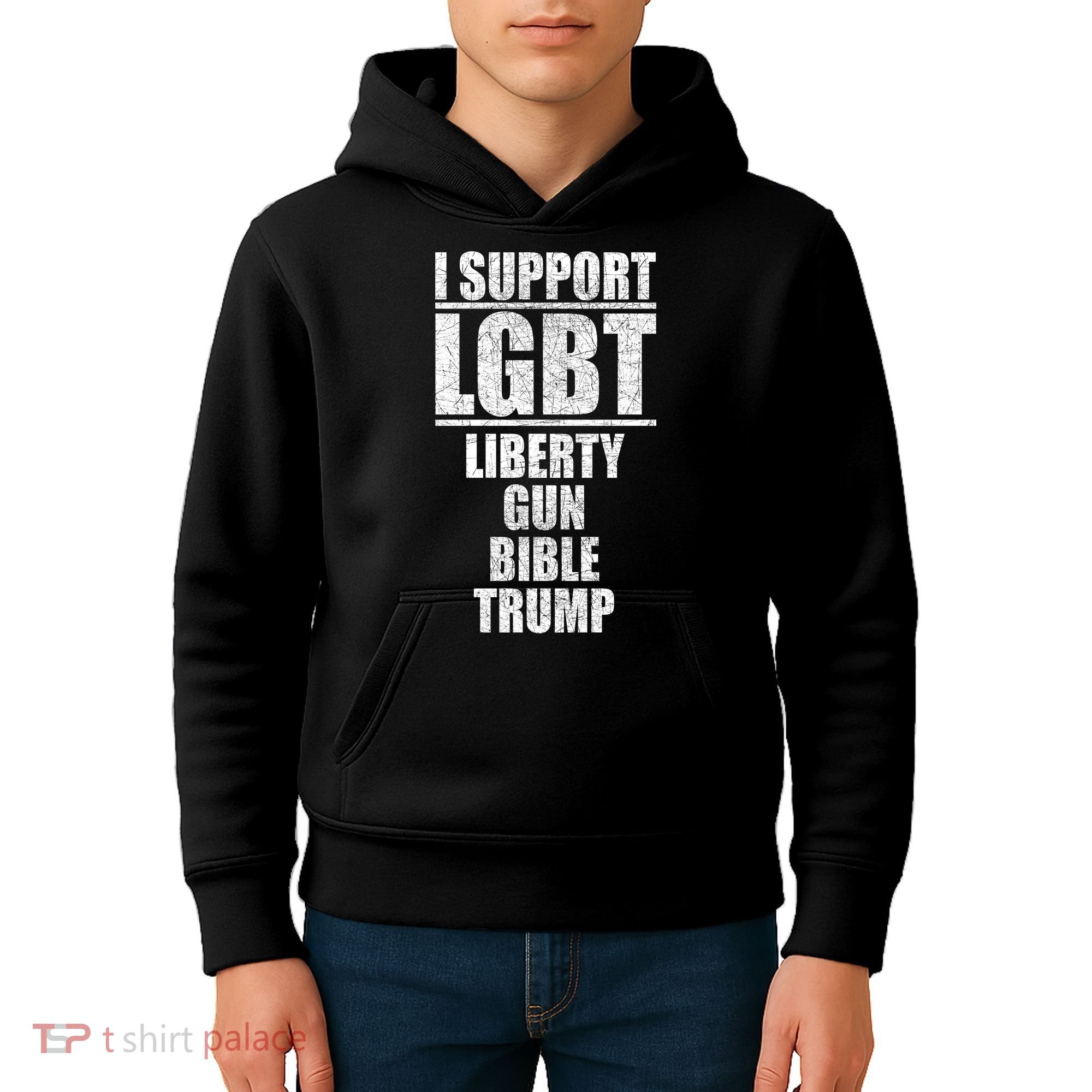 LGBT Liberty Gun Bible Trump Kids Hoodie