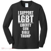 LGBT Liberty Gun Bible Trump Kids Long Sleeve Shirt thumb 0