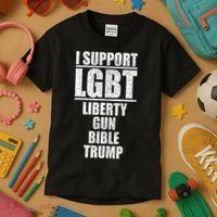LGBT Liberty Gun Bible Trump Kids T-Shirt thumb 3