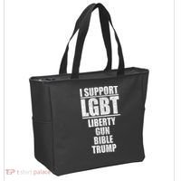 LGBT Liberty Gun Bible Trump Tote Bag thumb 2
