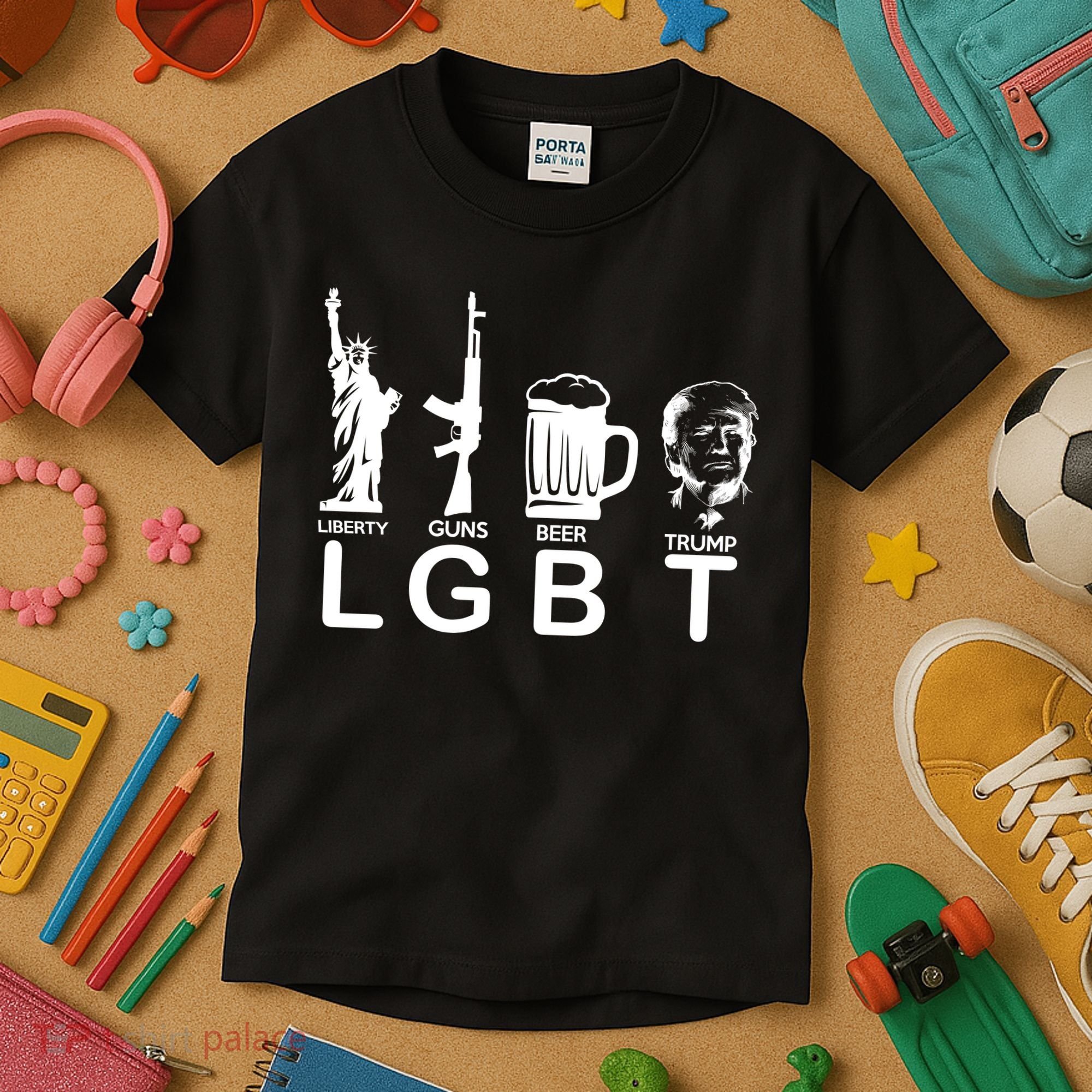 LGBT Liberty Guns Beer Pro Donald Trump Kids T-Shirt
