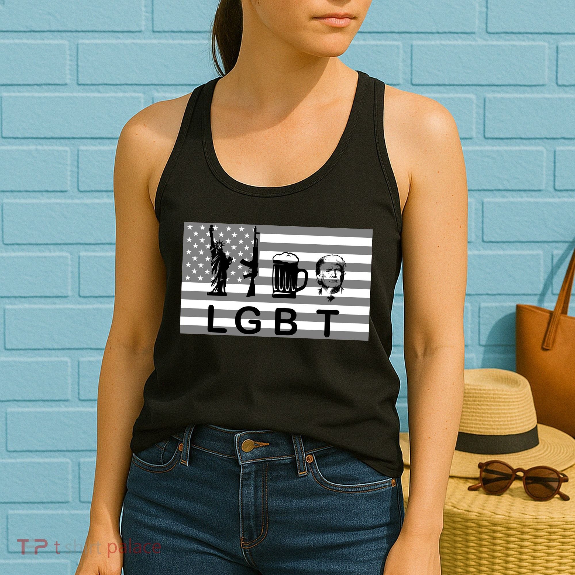 LGBT Liberty Guns Beer Trump Women's Tank Top