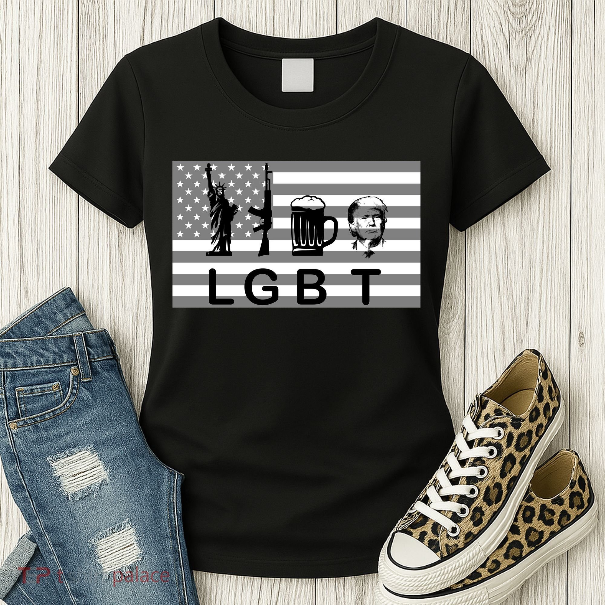 LGBT Liberty Guns Beer Trump Women's T-Shirt