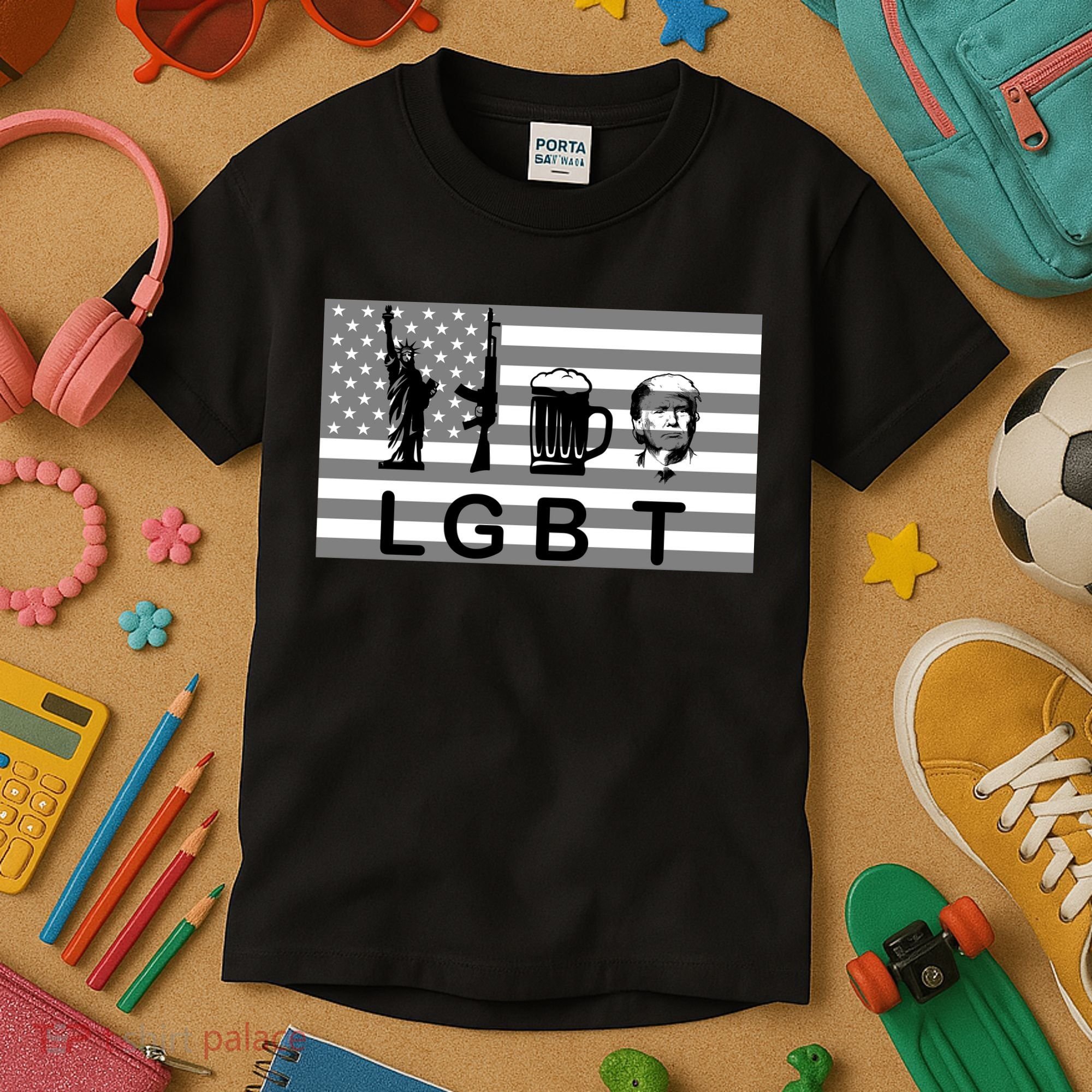 LGBT Liberty Guns Beer Trump Kids T-Shirt