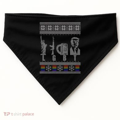 LGBT Liberty Guns Beer Trump Support Ugly Christmas USA-Made Doggie Bandana
