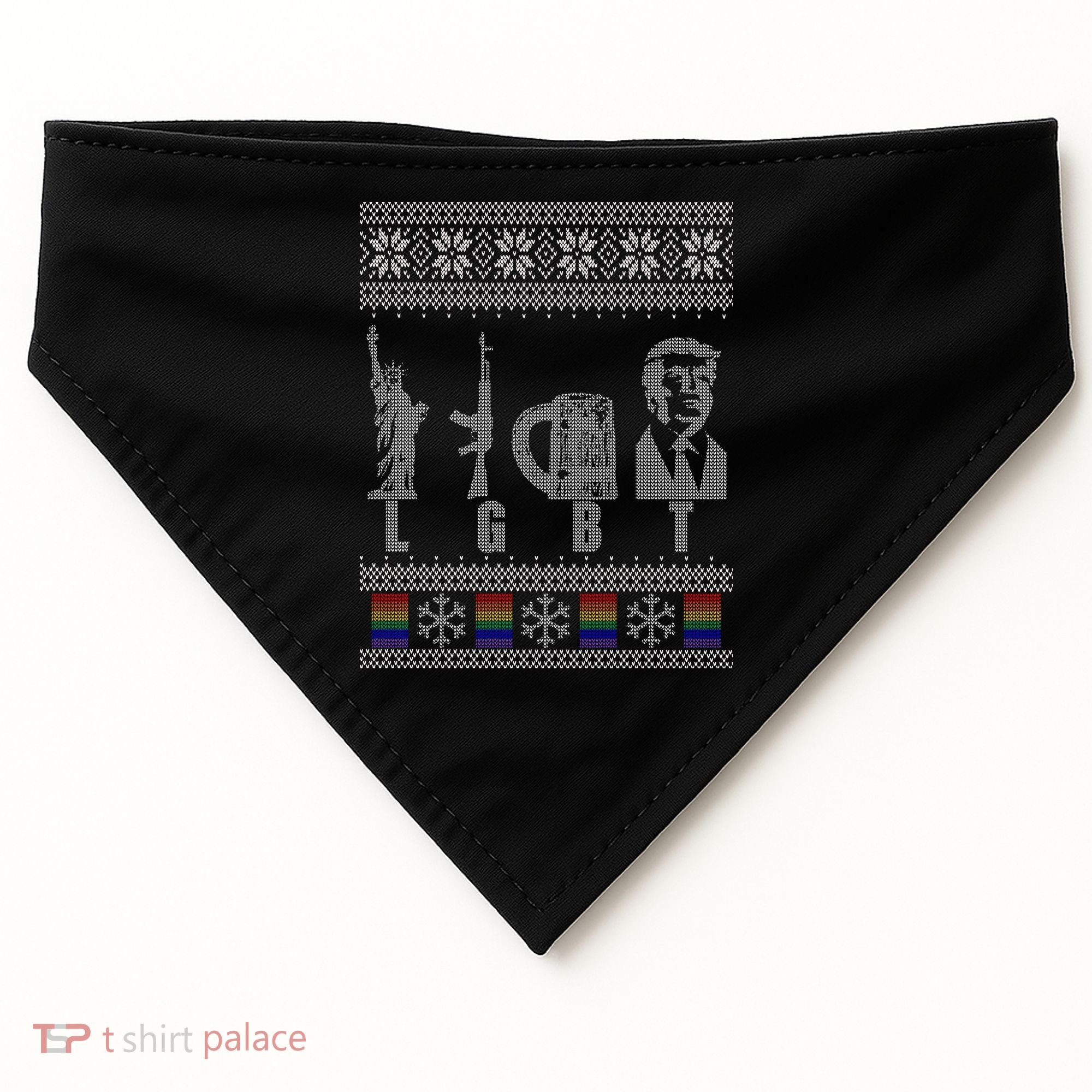 LGBT Liberty Guns Beer Trump Support Ugly Christmas USA-Made Doggie Bandana