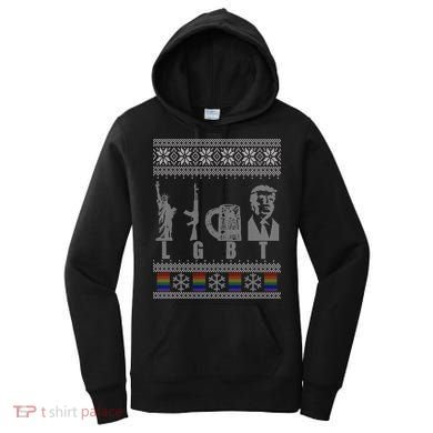 LGBT Liberty Guns Beer Trump Support Ugly Christmas Women's Hoodie