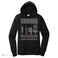 LGBT Liberty Guns Beer Trump Support Ugly Christmas Women's Hoodie thumb 0