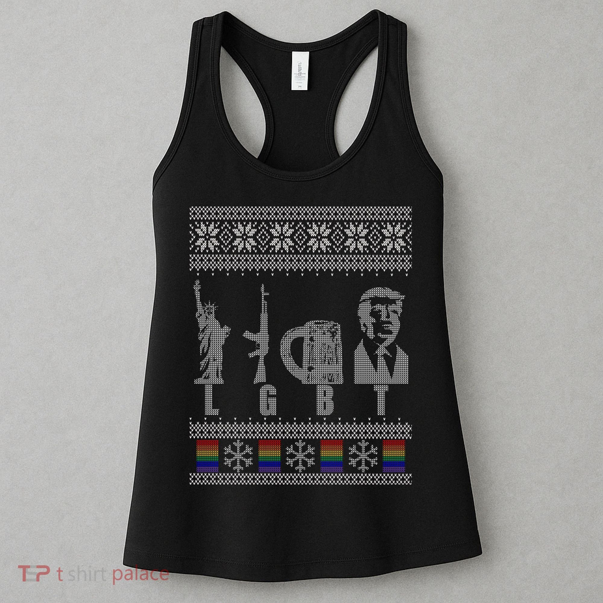 LGBT Liberty Guns Beer Trump Support Ugly Christmas Women's Tank Top