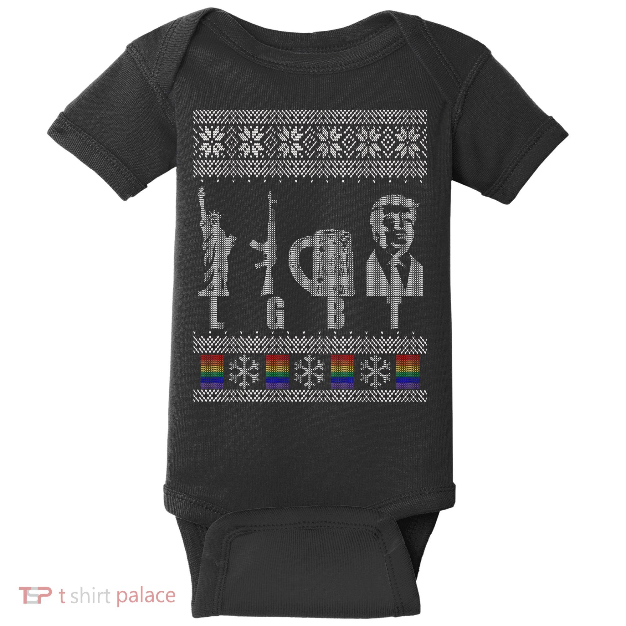LGBT Liberty Guns Beer Trump Support Ugly Christmas Baby Bodysuit